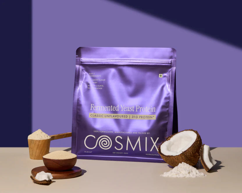 Protein Powder | Classic Unflavoured (31g Protein Per Serving) - Fermented Yeast Protein – No Nonsense – No Added Sugar, No Added Sugar &amp; No Added Artificial Flavours – Cosmix – 500gm