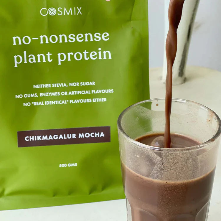 Protein Powder | Plant Protein – No Nonsense - Chikmagalur Mocha - 24gm Protein Per Serving – Vegan, Gluten Free, Soy Free, No Trans Fat, No Added Sugar, Gums, Enzymes & No Added Artificial Flavours – Cosmix – 1000gm
