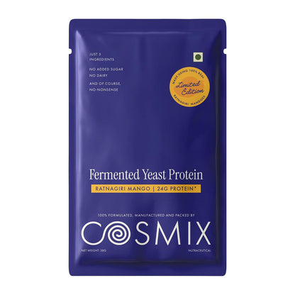 Protein Powder | Ratnagiri Mango (24g Protein Per Serving)-Made with Real Mango - Fermented Yeast Protein-Smooth, Tasty &amp; Gut-Friendly  – No Nonsense – No Added Sugar, No Added Sugar &amp; No Added Artificial Flavours – Cosmix – 38gm