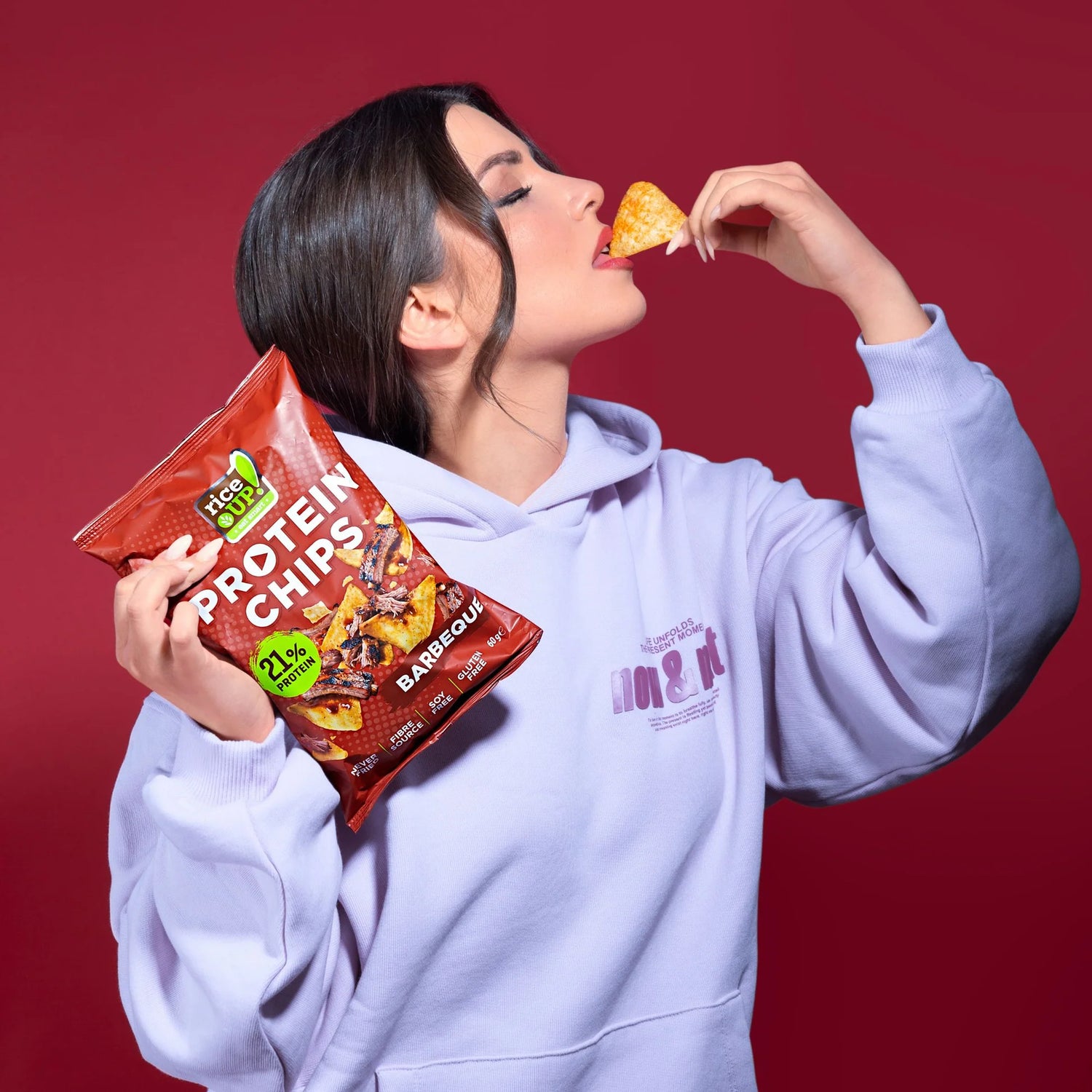 Chips | Protein Barbeque Chips (21% Protein) - Gluten Free, Not Fried &amp;amp; Fibre Source, Soy Free -No Preservatives &amp;  - Riceup - 60gm
