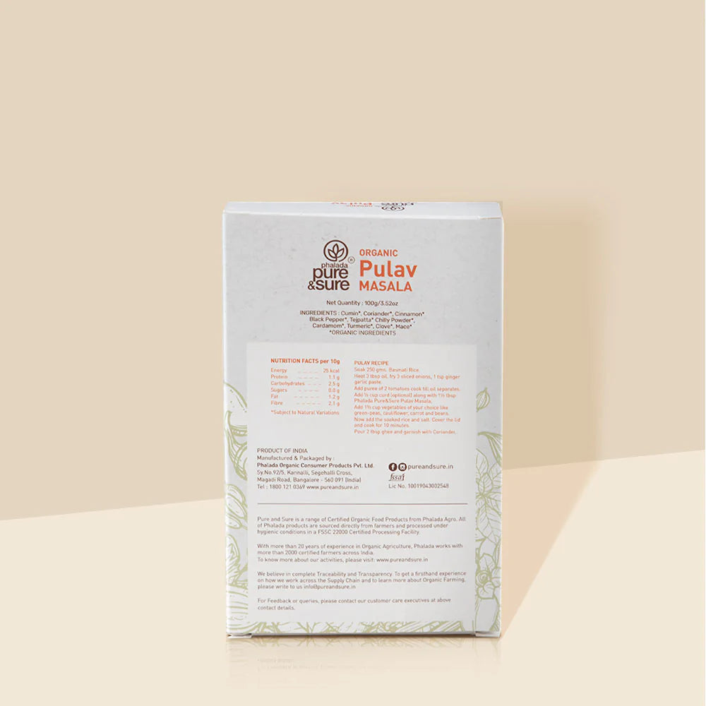 Pulav masala - Organic - Indian - Pure and Sure - 100gm