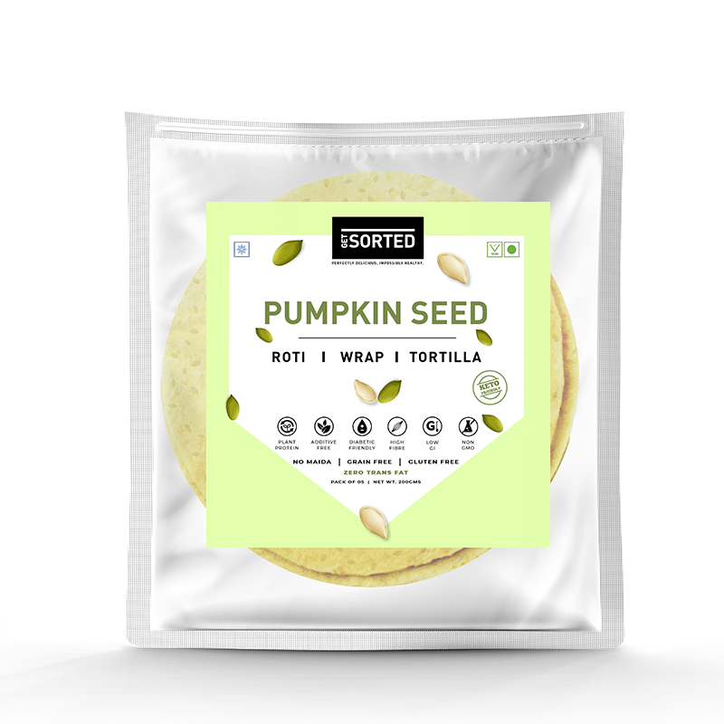 Tortilla | Pumpkin Seed Roti – Wrap - Vegan, Gluten Free, No Maida, Keto Friendly, Diabetic Friendly & No Additives – Get Sorted – Pack Of 5