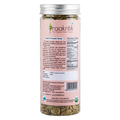 Pumpkin Seeds | Raw - USDA Organic - Praakritik – 200gm