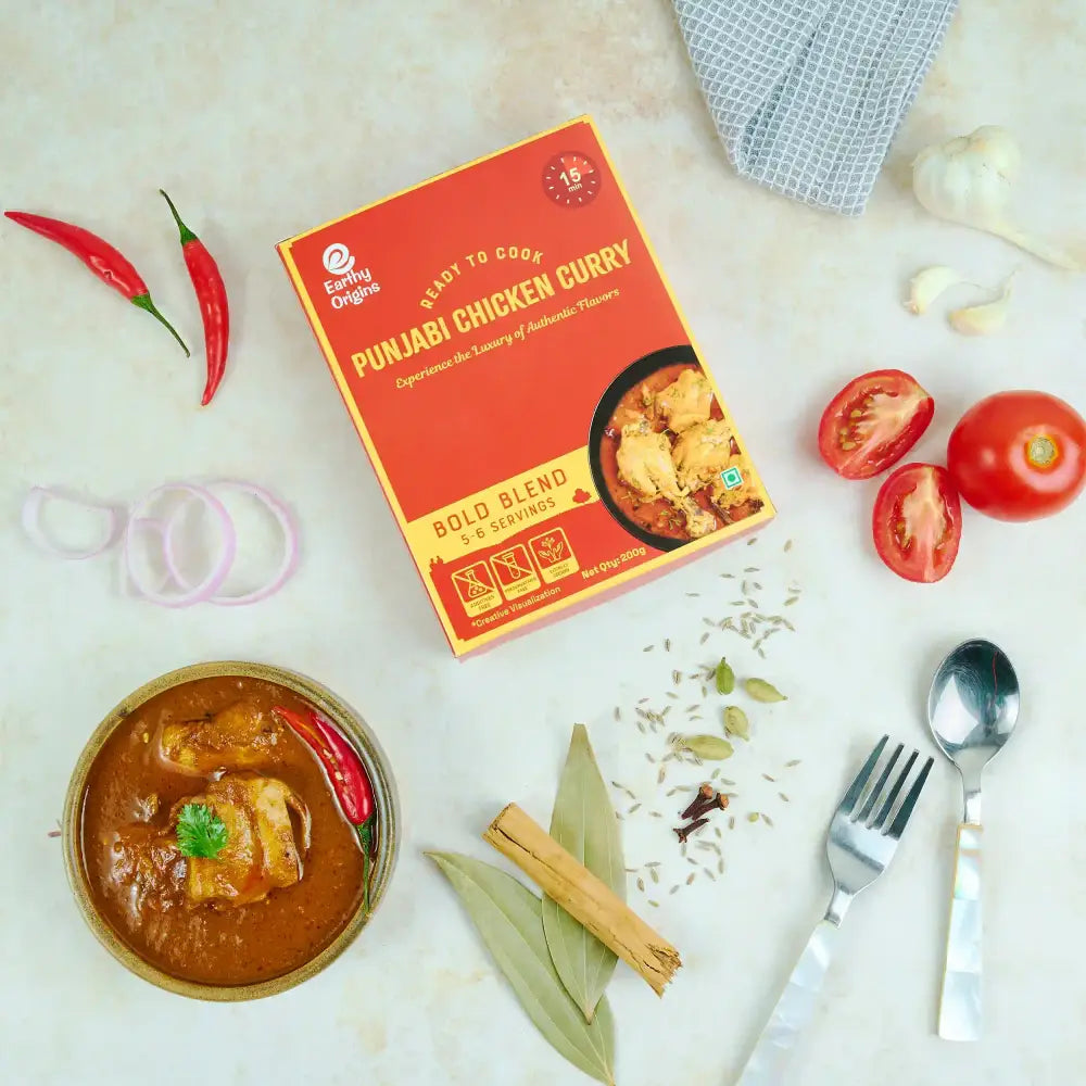Cooking Paste | Punjabi Chicken Curry - Bold Blend - Ready To Cook - Experience The Luxury Of Authentic Flavors –No Additives &amp;amp; No Added Preservatives - Earthy Origins – (5-6 Serving) - 200gm