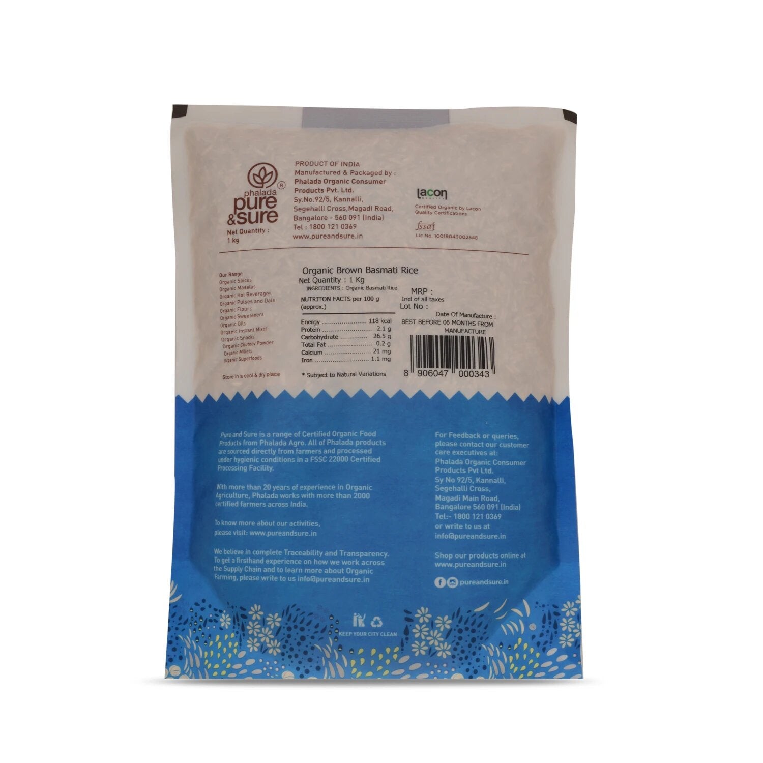 Rice | Brown Rice - Organic - Indian - Pure And Sure - 1000gm