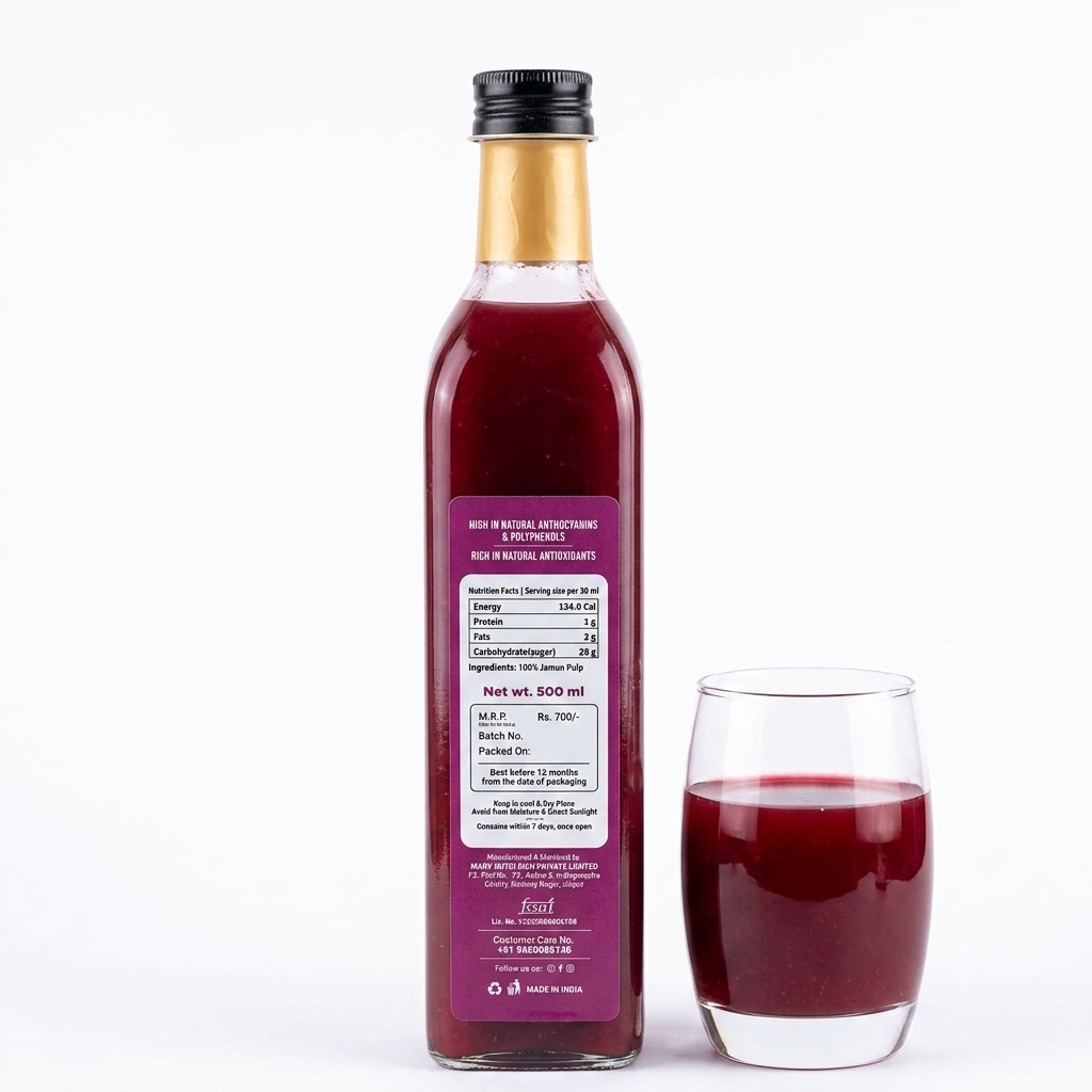 Pulp | Pure Jamun Pulp- High in Natural Anthocyanins &amp; Polyphenols - No Preservatives Added Sugar,  No Food Color &amp; Flavor- 5S Farm – 500ml