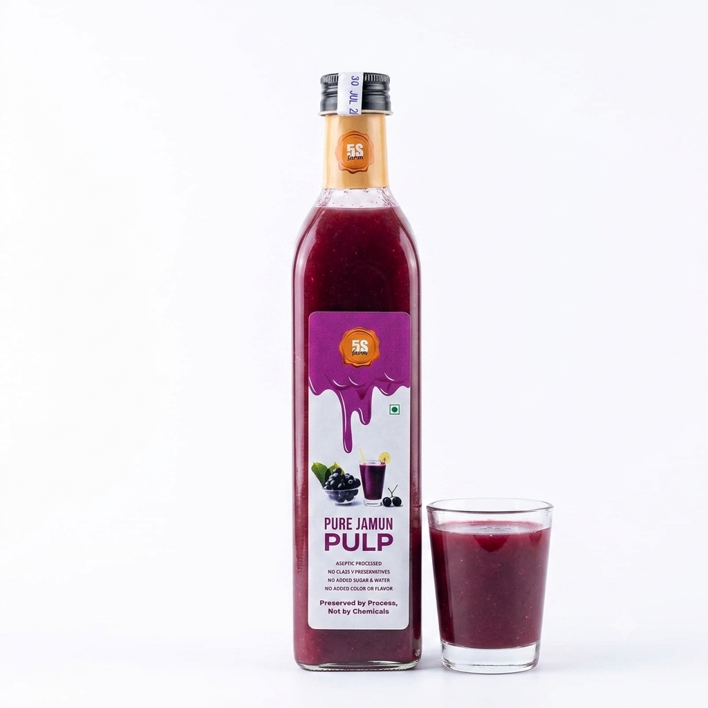 Pulp | Pure Jamun Pulp- High in Natural Anthocyanins &amp; Polyphenols - No Preservatives Added Sugar,  No Food Color &amp; Flavor- 5S Farm – 500ml