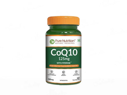 CoQ10 | 125Mg With Piperine ( Heart Health &amp; Cellular Energy Supports)-Plant-Based Supplement - Boost Immunity , Potent Antioxidant, Regulate Blood Pressure - Pure Nutrition - 60 Veg Capsules