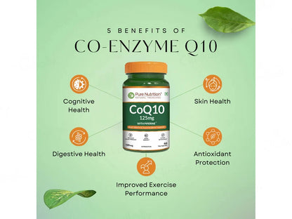 CoQ10 | 125Mg With Piperine ( Heart Health &amp; Cellular Energy Supports)-Plant-Based Supplement - Boost Immunity , Potent Antioxidant, Regulate Blood Pressure - Pure Nutrition - 60 Veg Capsules
