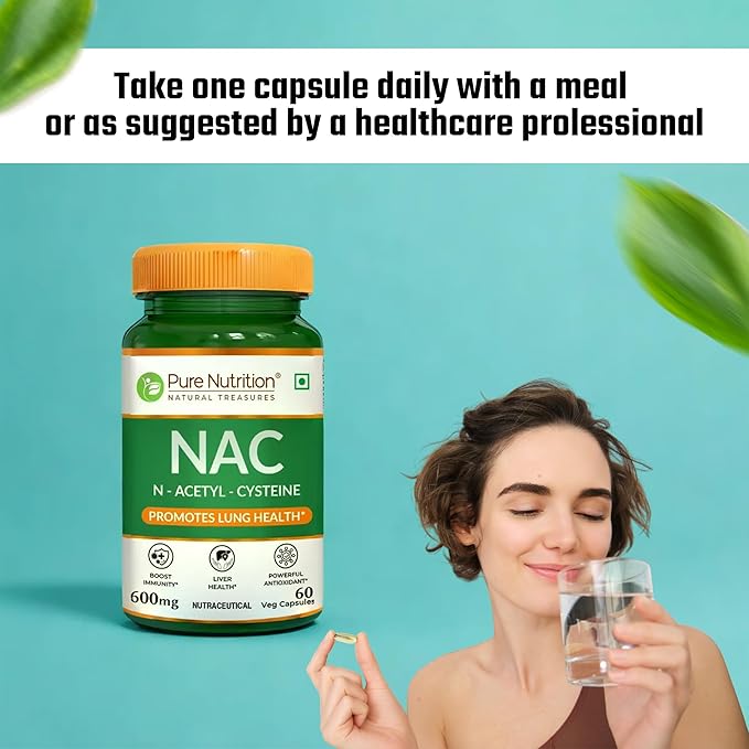 NAC | NAC (N-Acetyl L-Cysteine) – Boosts Immunity, Supports Liver Health, Provides Antioxidant Protection, And Promotes Lung &amp; Respiratory Health – Pure Nutrition – 600mg – 60 Veg Capsules