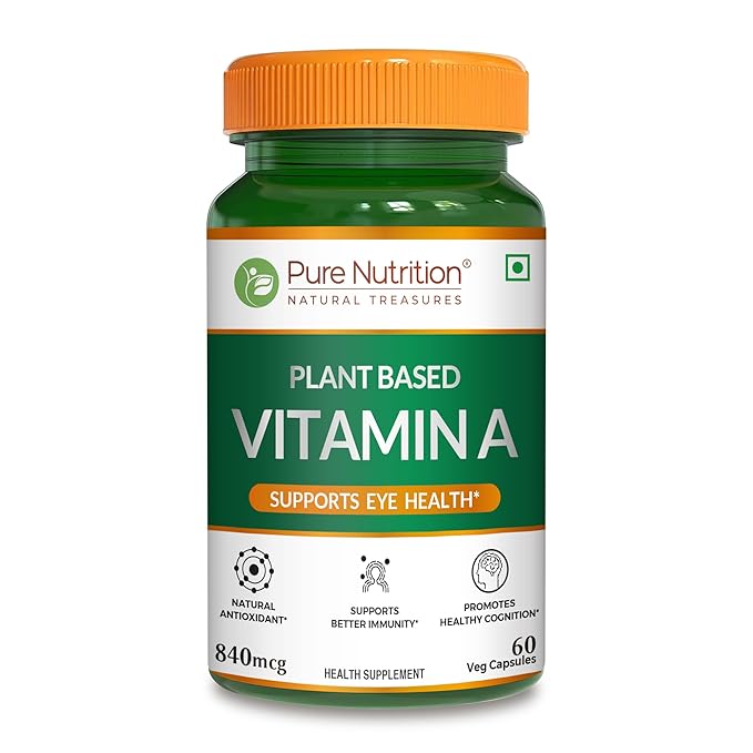 Vitamin A | Plant Based Vitamin A – Supports Eye Health, Immunity, And Antioxidant Defense – Pure Nutrition – 840 mcg – 60 Veg Capsules