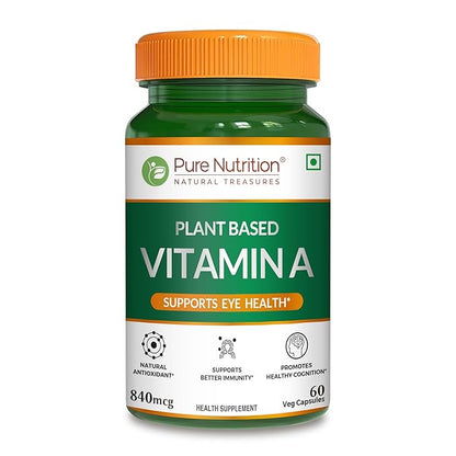 Vitamin A | Plant Based Vitamin A – Supports Eye Health, Immunity, And Antioxidant Defense – Pure Nutrition – 840 mcg – 60 Veg Capsules