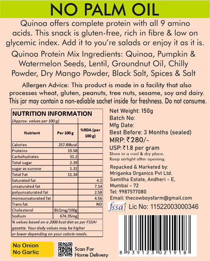 Quinoa Protein Mix - Plant Based Protein -Gluten Free -  No Palm Oil &amp; No Added Preservatives - The Cow Boys Farm – 150gm