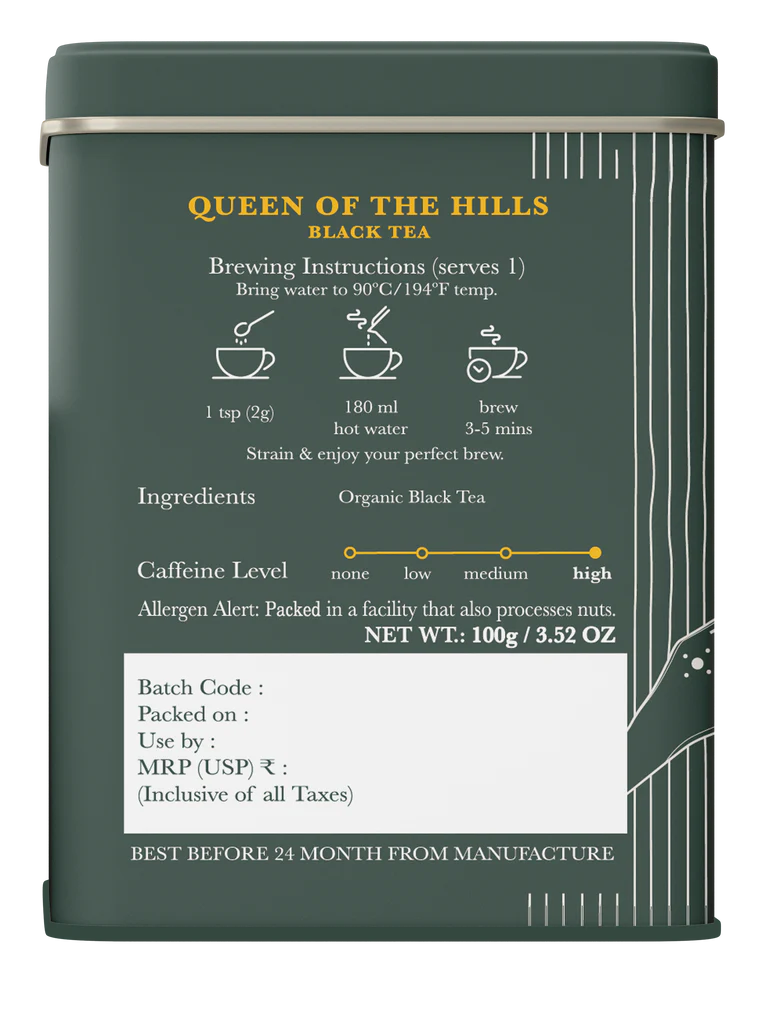 Tea | Queen Of The Hills - Black Tea - USDA Organic - Luxmi Estates - 100gm