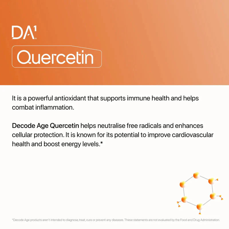 Quercetin Dihydrate | Sophora Japonica L. Extract – Eases Allergies, Boosts Immunity, Reduces Inflammation – Vegan, Gluten Free, Soy Free, Sugar Free, Non GMO &amp; No Artificial Sweeteners – Decode Age – 30 Vegan Capsules
