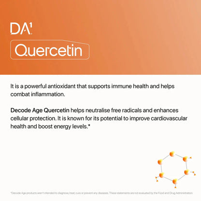 Quercetin Dihydrate | Sophora Japonica L. Extract – Eases Allergies, Boosts Immunity, Reduces Inflammation – Vegan, Gluten Free, Soy Free, Sugar Free, Non GMO &amp; No Artificial Sweeteners – Decode Age – 30 Vegan Capsules