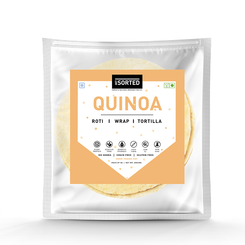 Quinoa Roti | Wrap – Vegan, Gluten Free, No Maida, Keto Friendly, Diabetic Friendly & No Additives – Get Sorted – Pack Of 5