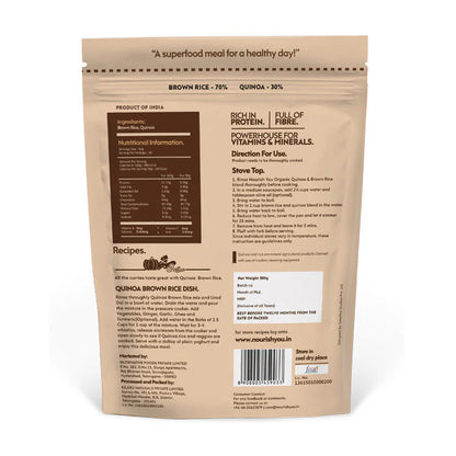 Rice | Quinoa With Brown Rice -  Vegan, Gluten Free, Super Source Of Antioxidants Omega-3 Ala, Fibre, Protein, Calcium, Magnesium &amp;amp; Copper - Nourish You - 500gm