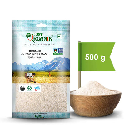Quinoa Flour | Quinoa White Flour - USDA Organic - Just Organik - 500gm