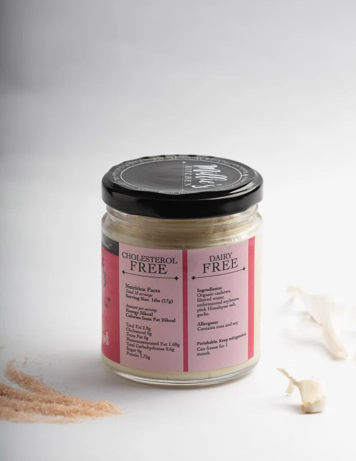 Cheese Spread | Garlic and Pink Himalayan Salt - Artisanal, Plant Based -Dairy Free-No preservatives– Millie’s Kitchen – 175gm