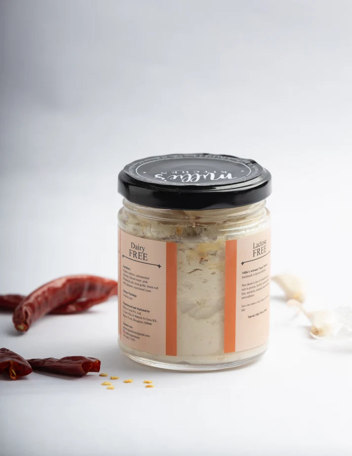 Cheese Spread | Burnt Red Chilli &amp; Garlic - Artisanal, Plant Based -Dairy Free-No preservatives– Millie’s Kitchen – 175gm