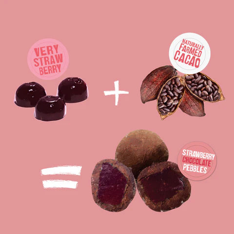 Chocolate | Strawberry Chocolate Pebbles (Made With Natural Fruit) – No Artificial Colours &amp;amp; No Preservatives – Mezmo Candy – 40gm