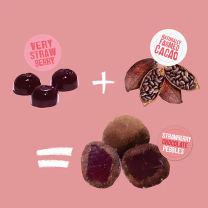 Chocolate | Strawberry Chocolate Pebbles (Made With Natural Fruit) – No Artificial Colours &amp;amp; No Preservatives – Mezmo Candy – 40gm