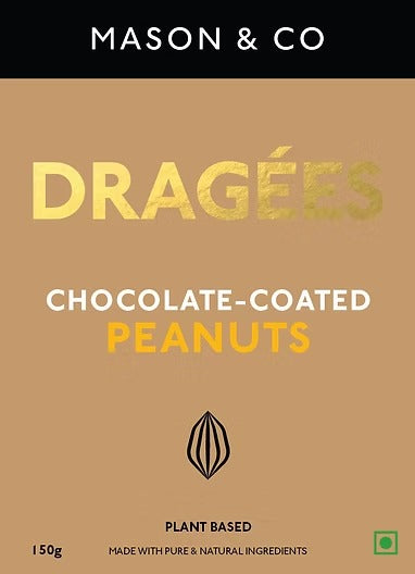 Chocolate | Chocolate Coated Peanut Dragées - Pure &amp; Natural - Plant Based - No Additives - Mason &amp; Co - 150gm