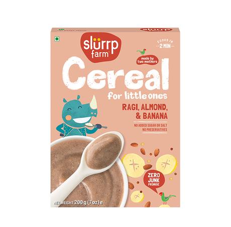 Ragi, Almond and Banana Cereal – No Added Refined Sugar & No Salt - Slurrp Farm – 200gm