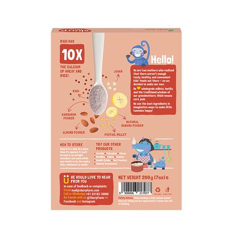 Ragi, Almond and Banana Cereal – No Added Refined Sugar &amp; No Salt - Slurrp Farm – 200gm