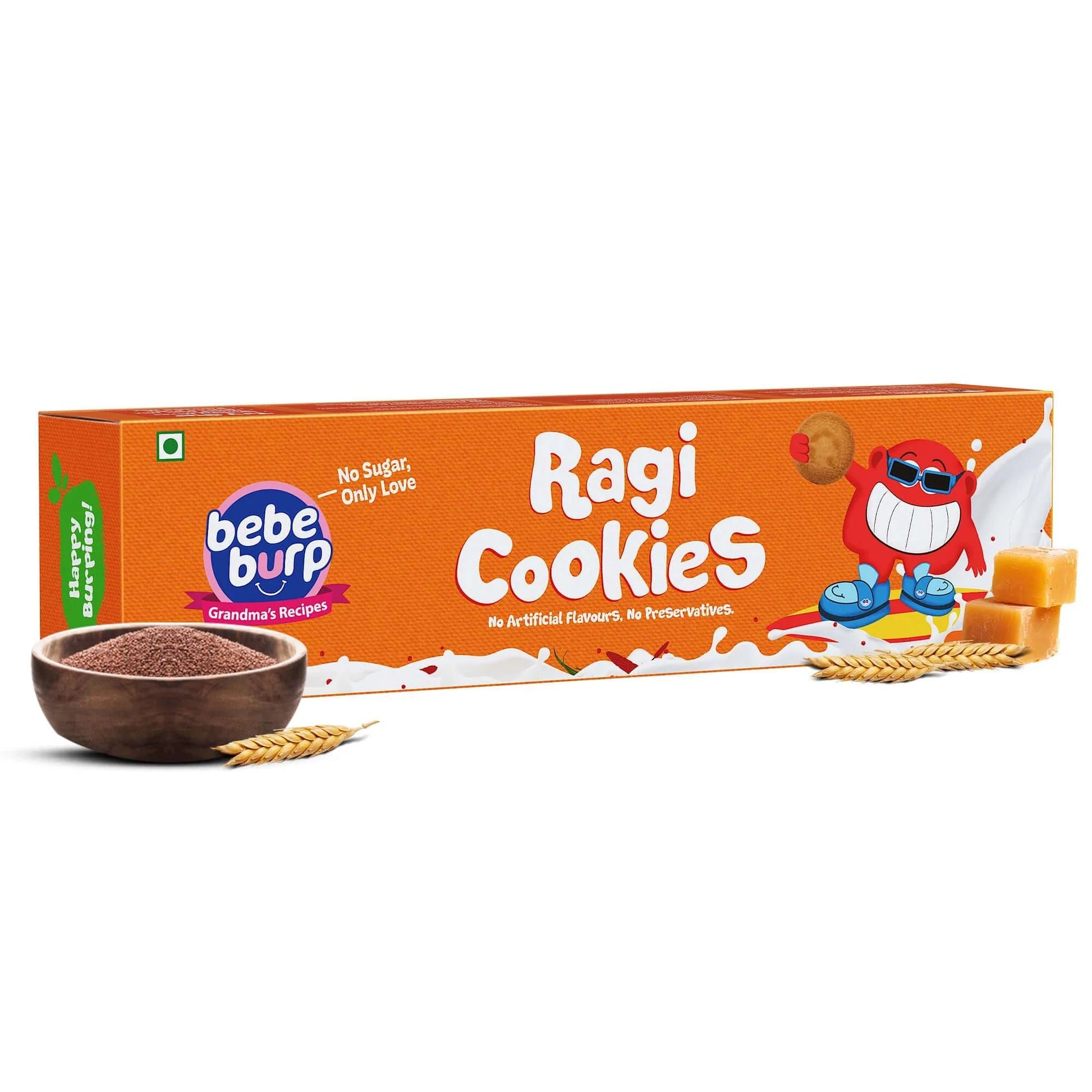 Cookies | Ragi Cookies - Delicious Cookies for Growing Kids- Refined Sugar Free, No Stabilizers, No Emulsifiers, No Artificial Flavors &amp;amp; No Preservatives  - Bebe Burp- 150gm