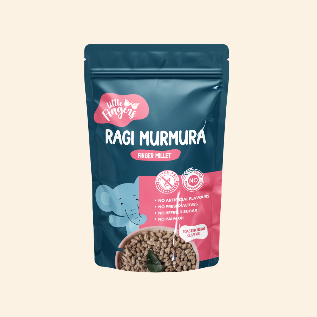 Murmura | Ragi Murmura (Finger Millet)- Roasted Using Olive Oil – Gluten Free-  No Added Preservatives ,No Palm Oil, Refined Sugar –Little Fingers– 100gm