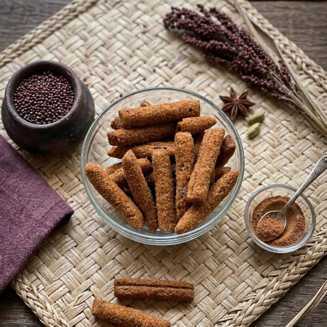 Masala Ragi Sticks -Magic Masala - Gluten Free -Non Fried, Gluten Free-  No Added Preservatives ,No Palm Oil –Little Fingers ( Snack It Rite)– 80gm
