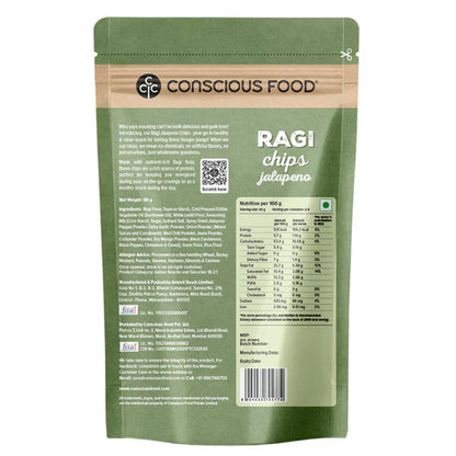 Chips | Ragi Jalapeno Chips - Gluten Free, No Trans Fat &amp; No Added Preservatives - Conscious Food - 50gm