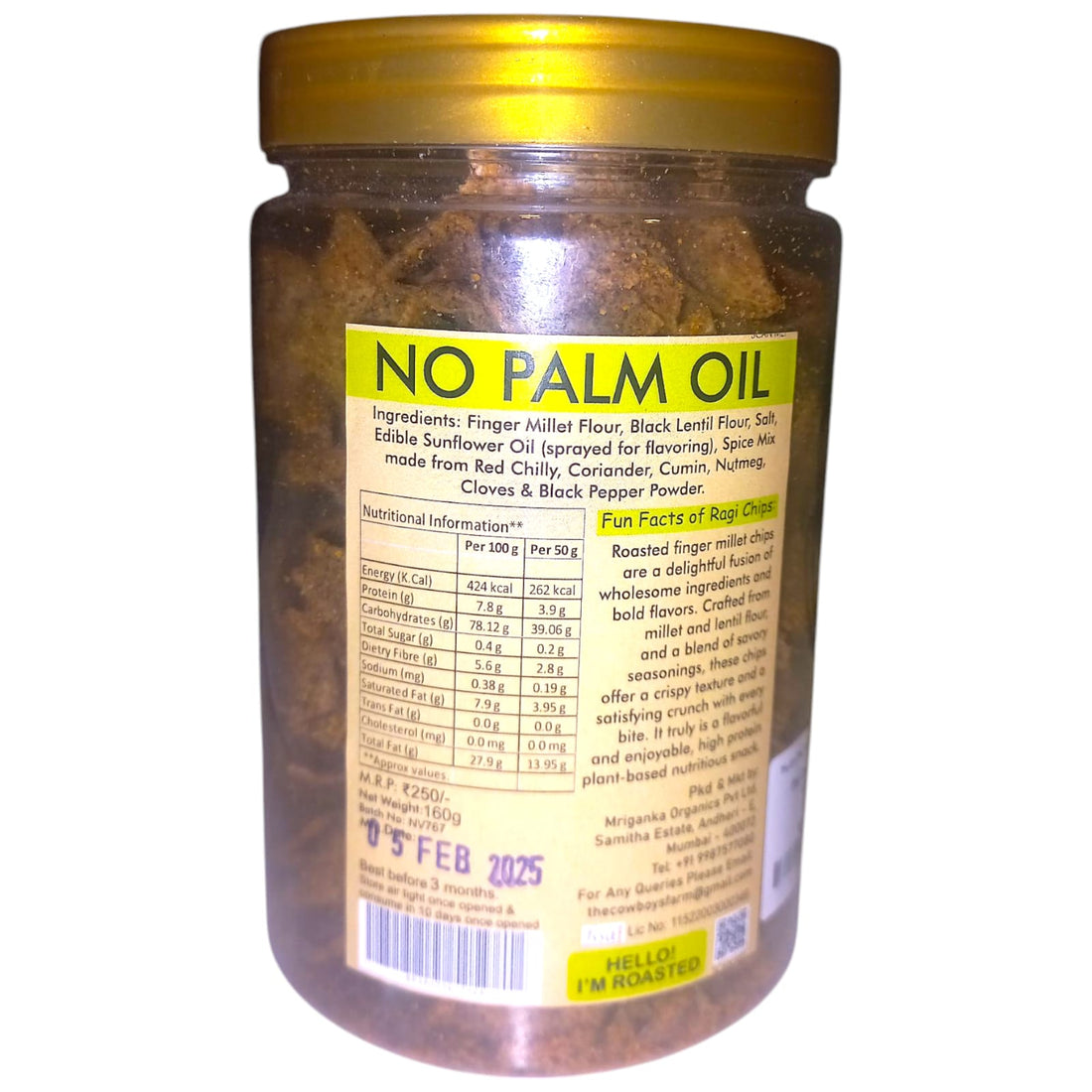 Chips | Ragi Lentil Chips – Gluten Free, No Palm Oil, No Additives &amp; No Added Preservatives – The Cowboys Farm – 160gm