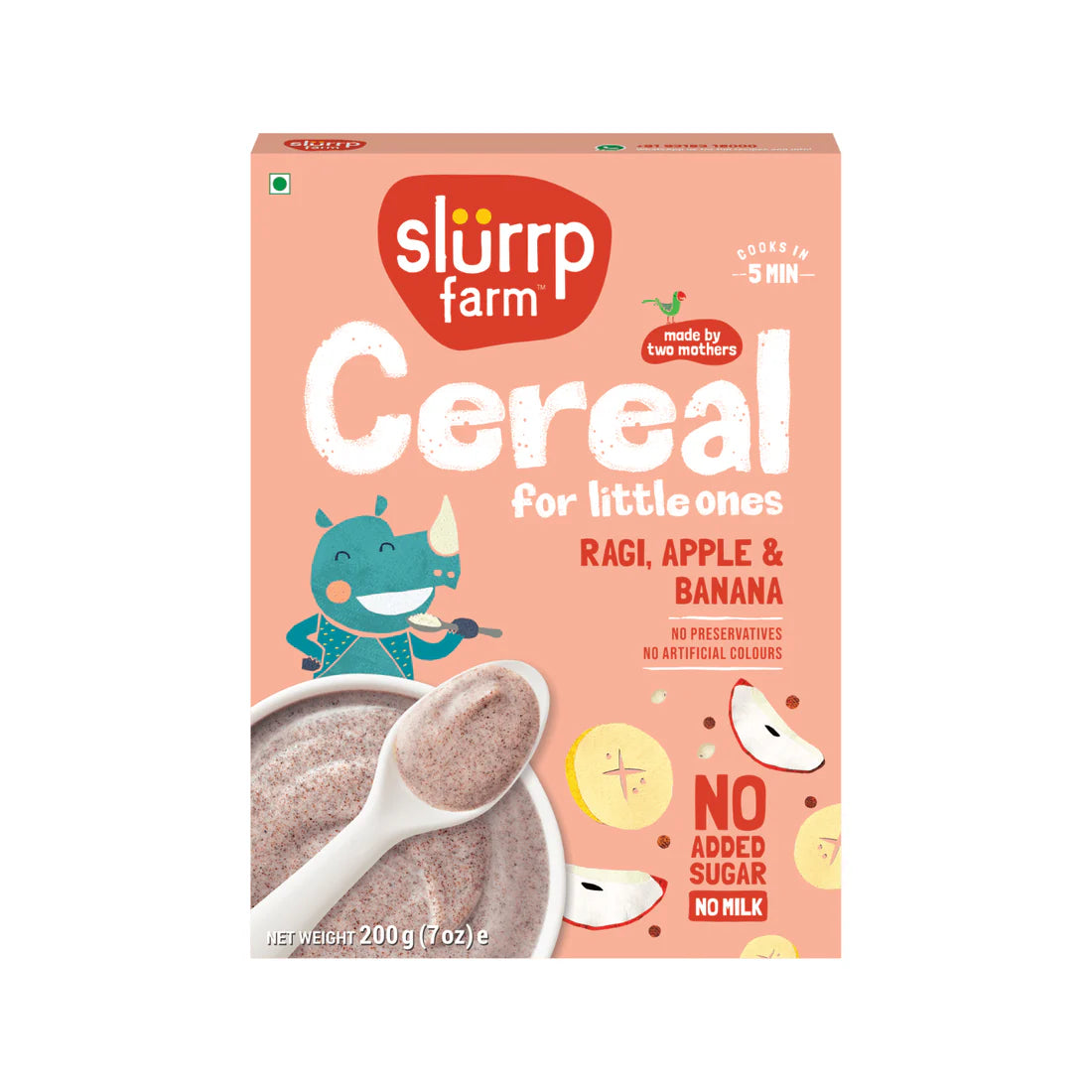Cereal | (Ragi, Apple & Banana Cereal) - No Added Sugar & No Added Preservatives - Slurrp Farm - 200gm