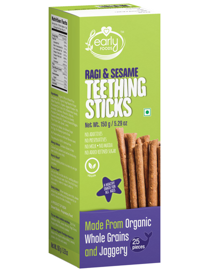 Ragi &amp; Sesame Teething Sticks – Vegan, No Added Refined Sugar, No Maida &amp; No Soda – Early Foods – 150gm