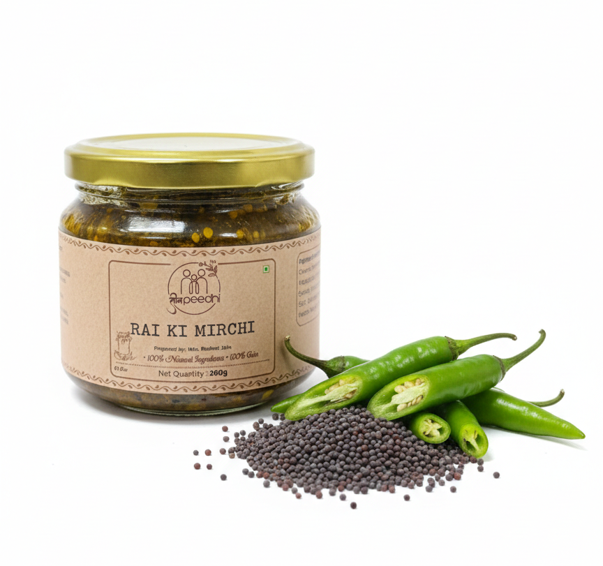 Pickles | Rai Ki Mirchi - 100% Jain - Spicy – No Added Preservatives, Flavour &amp;amp; No Added Sugar – Teen Peedhi – 200gm
