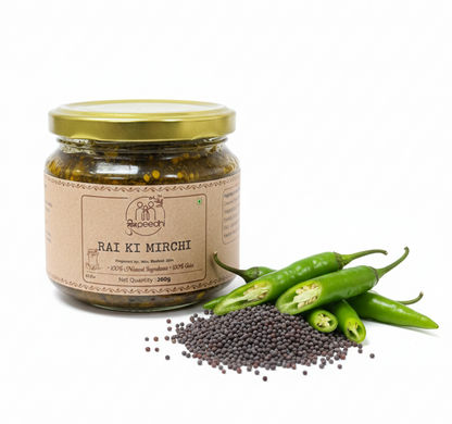 Pickles | Rai Ki Mirchi - 100% Jain - Spicy – No Added Preservatives, Flavour &amp;amp; No Added Sugar – Teen Peedhi – 200gm