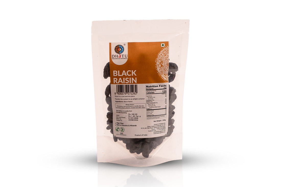 Raisin | Black Raisin - Dhatu Organic - 100gm