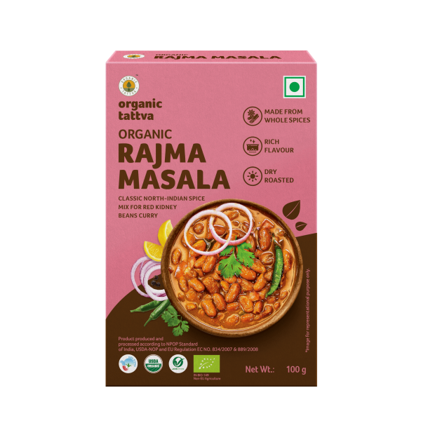 Rajma Masala - USDA Organic - Vegan, Classic North Indian Spice, Mix For Red Kidney Beans Curry - Organic Tattva - 100gm