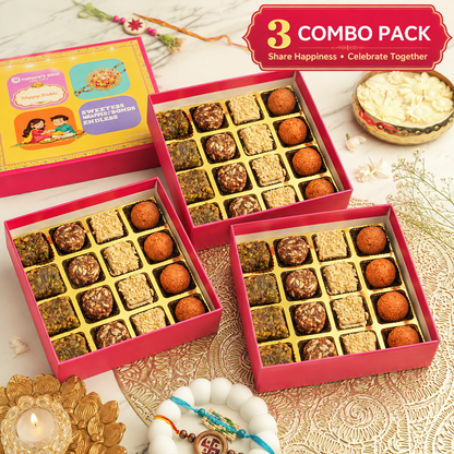 Rakhi Wala Mithai Box - Vegan, Gluten Free &amp; Refined Sugar Free - Box of 4x4