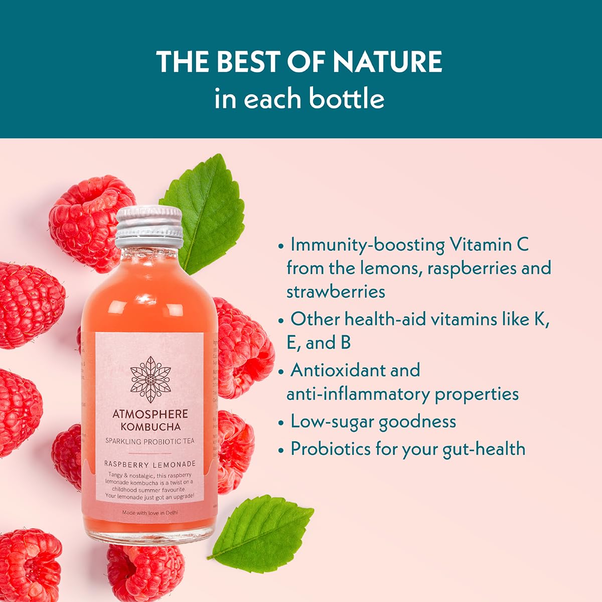 Raspberry Lemonade – Kombucha – Atmosphere – 210ml