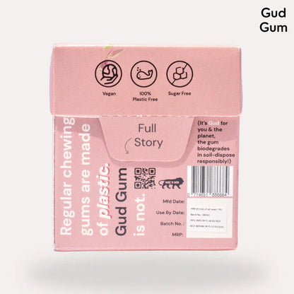 Raspberry Chewing Gum - 15 Pieces Per Pack - Natural - Indian - Vegan, Sugar Free &amp; Plastic Free - Gud Gum - 21gm