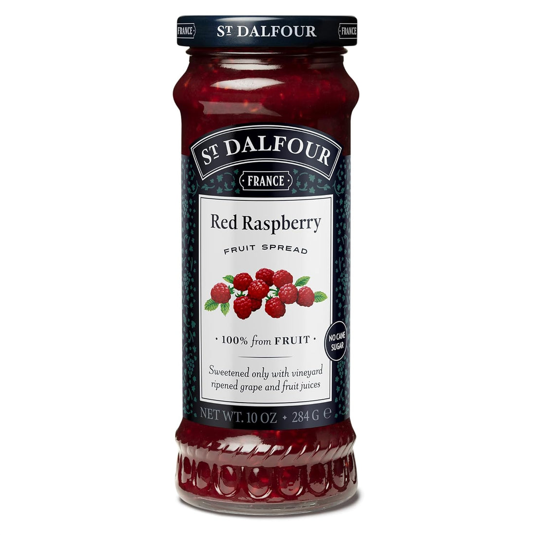 Raspberry Fruit Spread - Sweetened Only With Vineyard Ripened Grape &amp; Fruit Juices – 100% From Fruit - Gluten Free - Dalfour - 284gm