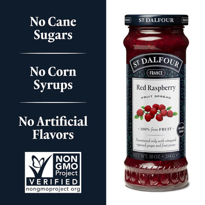 Raspberry Fruit Spread - Sweetened Only With Vineyard Ripened Grape &amp; Fruit Juices – 100% From Fruit - Gluten Free - Dalfour - 284gm