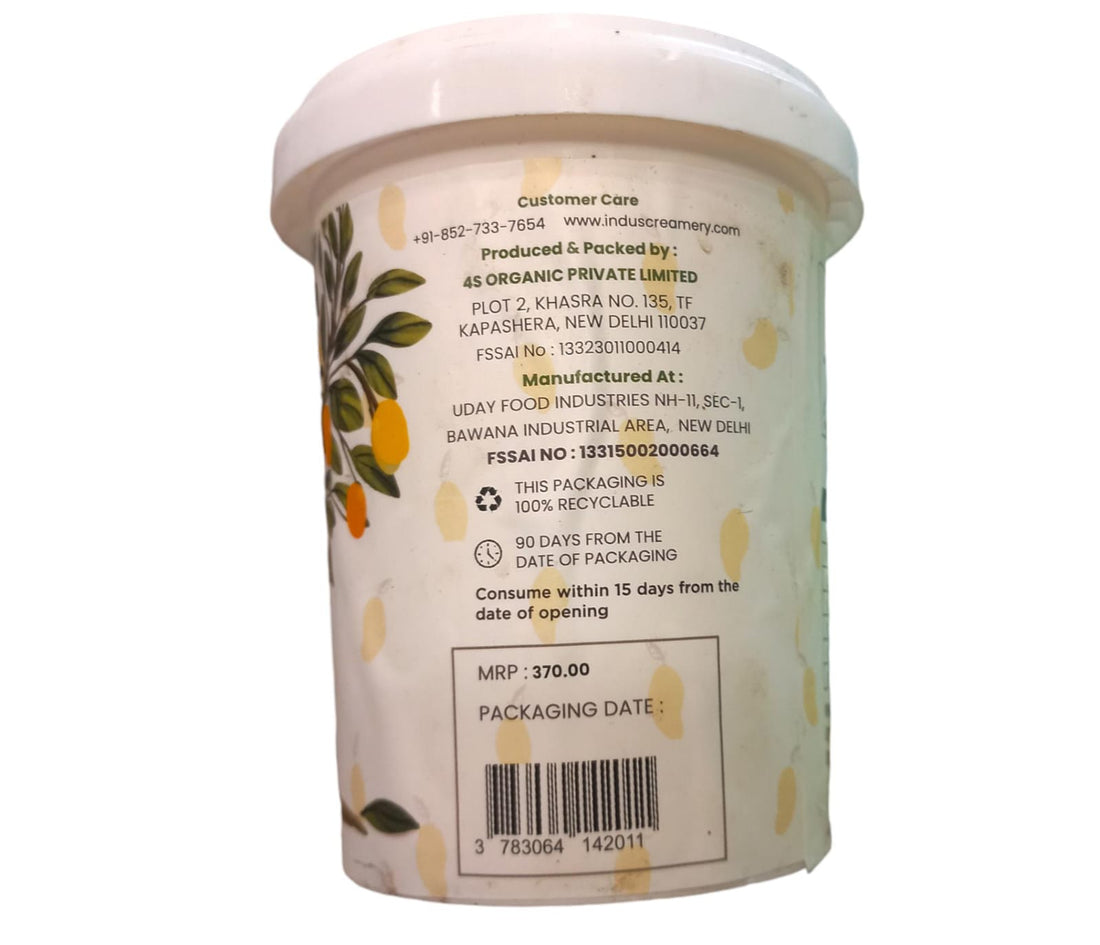 Ice Cream | Ratnagiri Mango – Hand Crafted Ice Cream – 100% Natural – No Added Preservatives, No Oil Fat & No Stabilisers – INDUS CREAMERY – 500ml