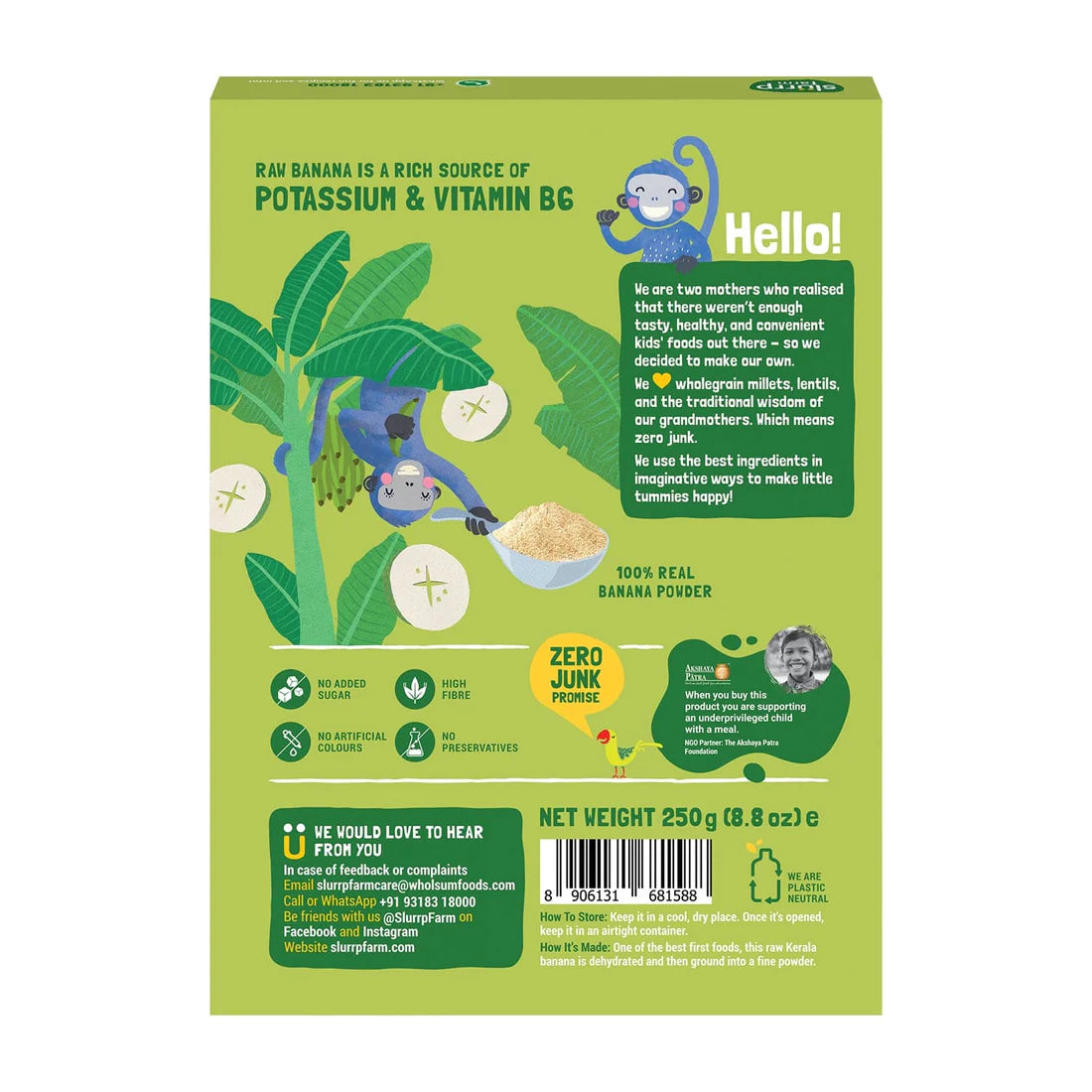 Banana Powder | Raw - 100% Green Banana Powder - No Refined Sugar &amp; No Added Preservatives – Slurrp Farm – 250gm