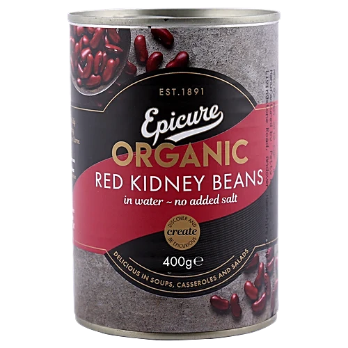 Beans | Red Kidney Beans (In Water) - Organic-Delicious in Soups, Casseroles and Salads - No Added Salt - Epicure - 400gm