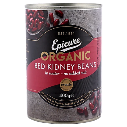 Beans | Red Kidney Beans (In Water) - Organic-Delicious in Soups, Casseroles and Salads - No Added Salt - Epicure - 400gm